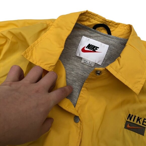 VINTAGE Nike Jacket White Tab Yellow Nylon Cotton Lined - Picture 1 of 13